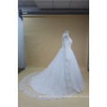 Q030 long sleeve lace applique luxury custom with train wedding bridal dress